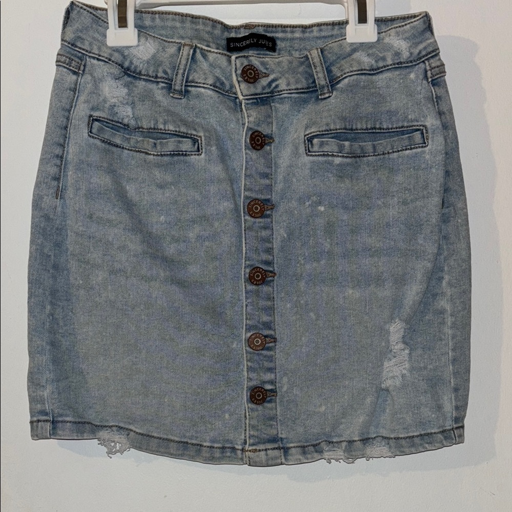 boho Denim Skirt - Blue